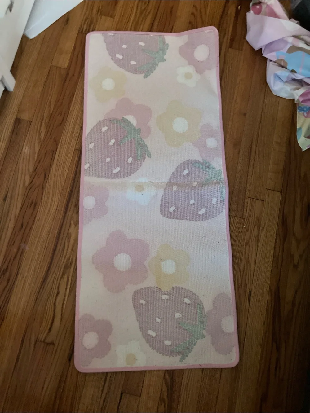 Strawberry Floral Pink Runner Rug